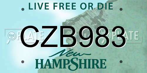 CZB983 New Hampshire License Plate