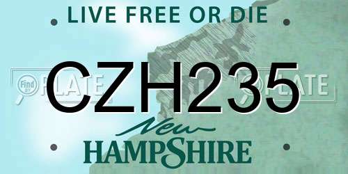 CZH235 New Hampshire License Plate