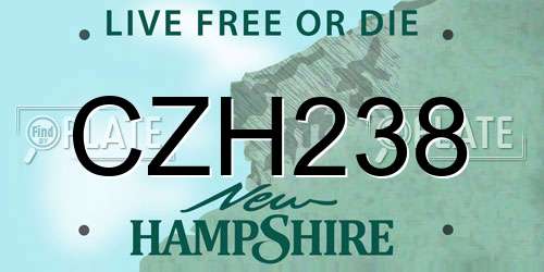 CZH238 New Hampshire License Plate