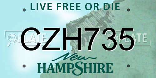 CZH735 New Hampshire License Plate
