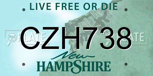 CZH738 New Hampshire License Plate
