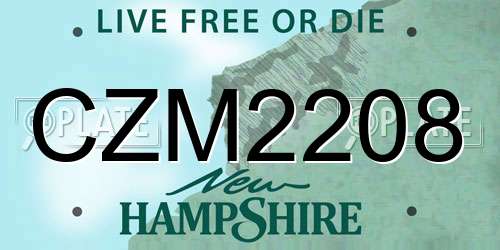 CZM2208 New Hampshire License Plate