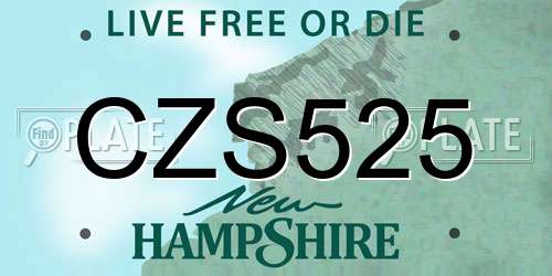 CZS525 New Hampshire License Plate