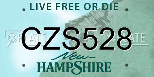 CZS528 New Hampshire License Plate