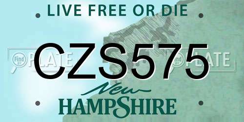CZS575 New Hampshire License Plate