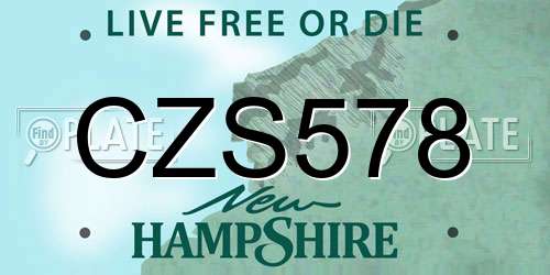 CZS578 New Hampshire License Plate