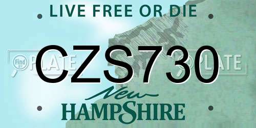 CZS730 New Hampshire License Plate