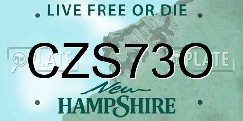 CZS73O New Hampshire License Plate