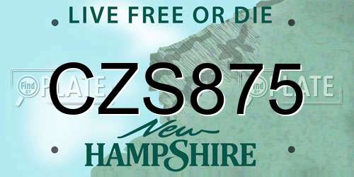 CZS875 New Hampshire License Plate