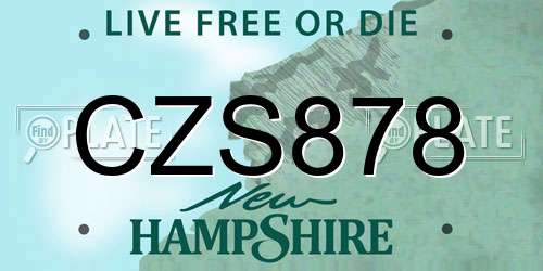 CZS878 New Hampshire License Plate