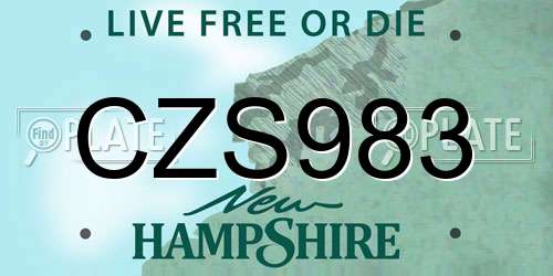 CZS983 New Hampshire License Plate