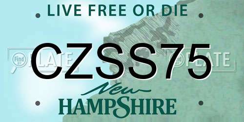 CZSS75 New Hampshire License Plate