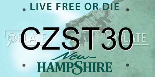 CZST30 New Hampshire License Plate