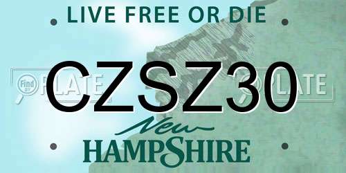 CZSZ30 New Hampshire License Plate