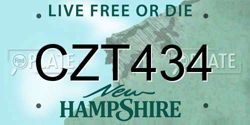 CZT434 New Hampshire License Plate