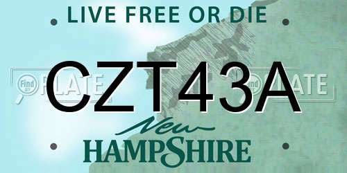 CZT43A New Hampshire License Plate