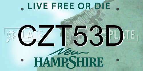 CZT53D New Hampshire License Plate