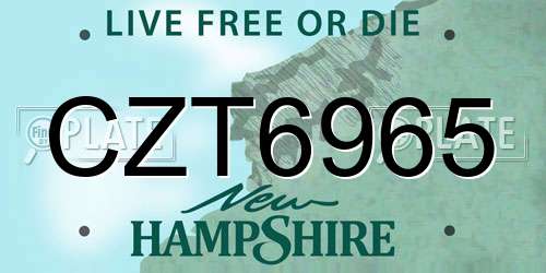 CZT6965 New Hampshire License Plate