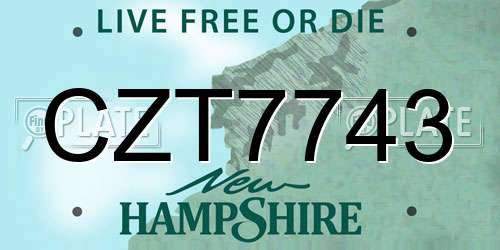 CZT7743 New Hampshire License Plate