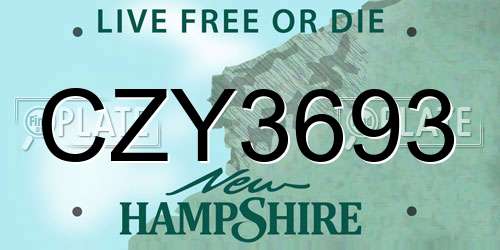 CZY3693 New Hampshire License Plate