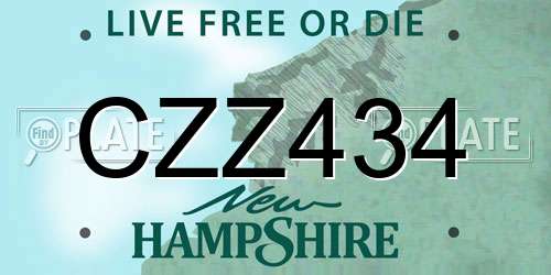 CZZ434 New Hampshire License Plate