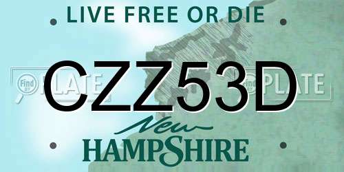 CZZ53D New Hampshire License Plate