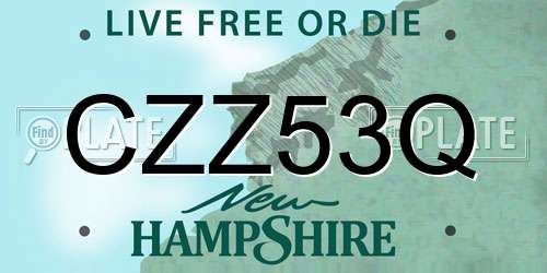 CZZ53Q New Hampshire License Plate