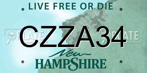 CZZA34 New Hampshire License Plate