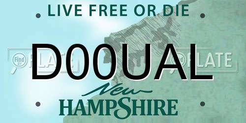 D00UAL New Hampshire License Plate