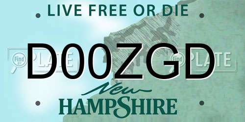D00ZGD New Hampshire License Plate