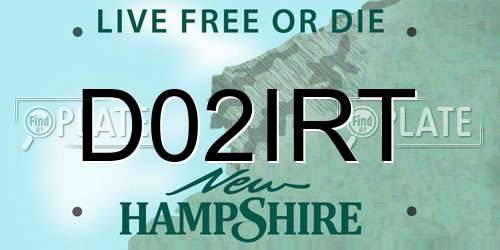 D02IRT New Hampshire License Plate