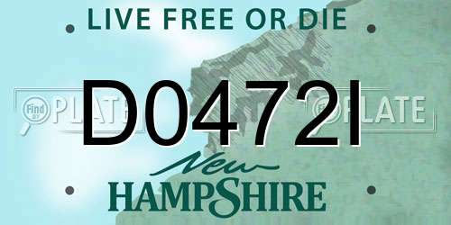 D0472I New Hampshire License Plate
