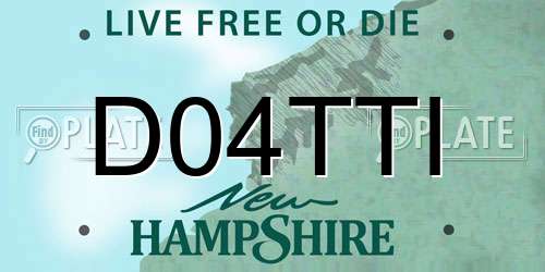 D04TTI New Hampshire License Plate