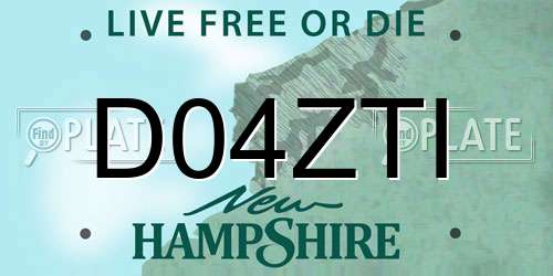 D04ZTI New Hampshire License Plate