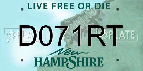 D071RT New Hampshire License Plate