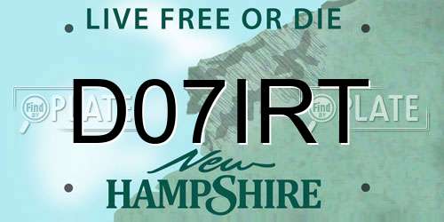 D07IRT New Hampshire License Plate