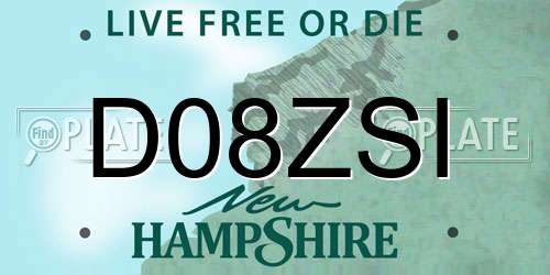 D08ZSI New Hampshire License Plate