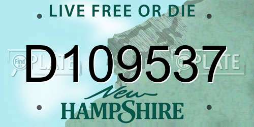 D109537 New Hampshire License Plate
