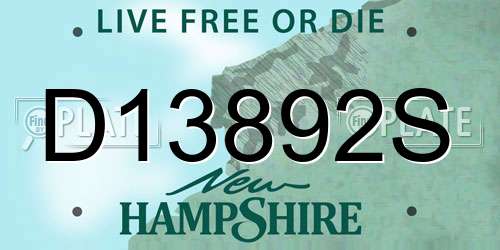 D13892S New Hampshire License Plate