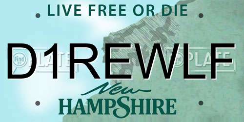 D1REWLF New Hampshire License Plate
