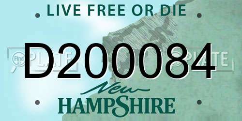 D200084 New Hampshire License Plate