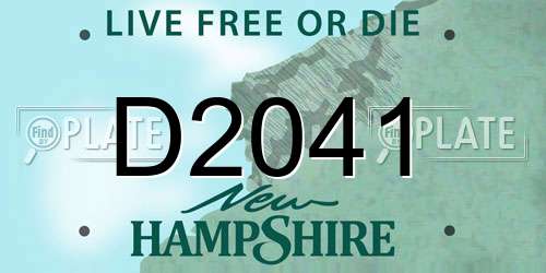 D2041 New Hampshire License Plate