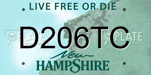 D206TC New Hampshire License Plate