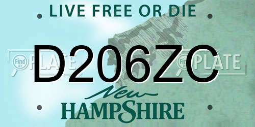 D206ZC New Hampshire License Plate