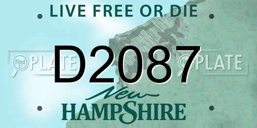 D2087 New Hampshire License Plate