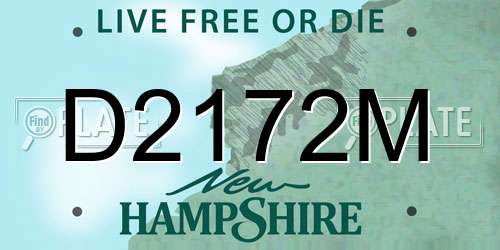 D2172M New Hampshire License Plate
