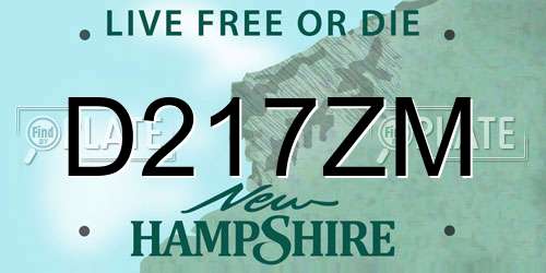 D217ZM New Hampshire License Plate