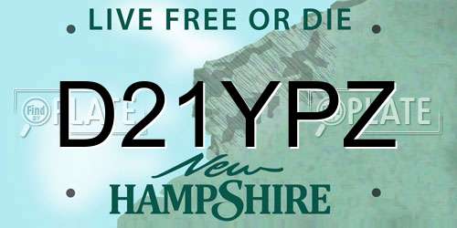 D21YPZ New Hampshire License Plate