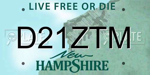 D21ZTM New Hampshire License Plate