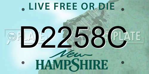D2258C New Hampshire License Plate